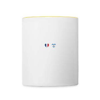 France et Argentine Drapeaux argentins - Mug contrasté - blanc/jaune - Devant