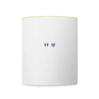 Italie et Grèce Drapeau grec Drapeaux - Mug contrasté - blanc/jaune - Devant