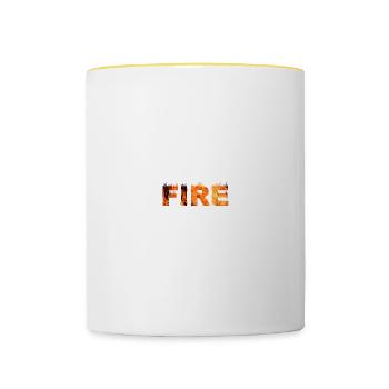 Cette fille est en feu blanc - Mug contrasté - blanc/jaune - Devant