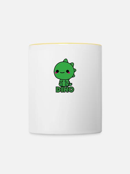 Dino - Tasse zweifarbig - Weiß/Gelb