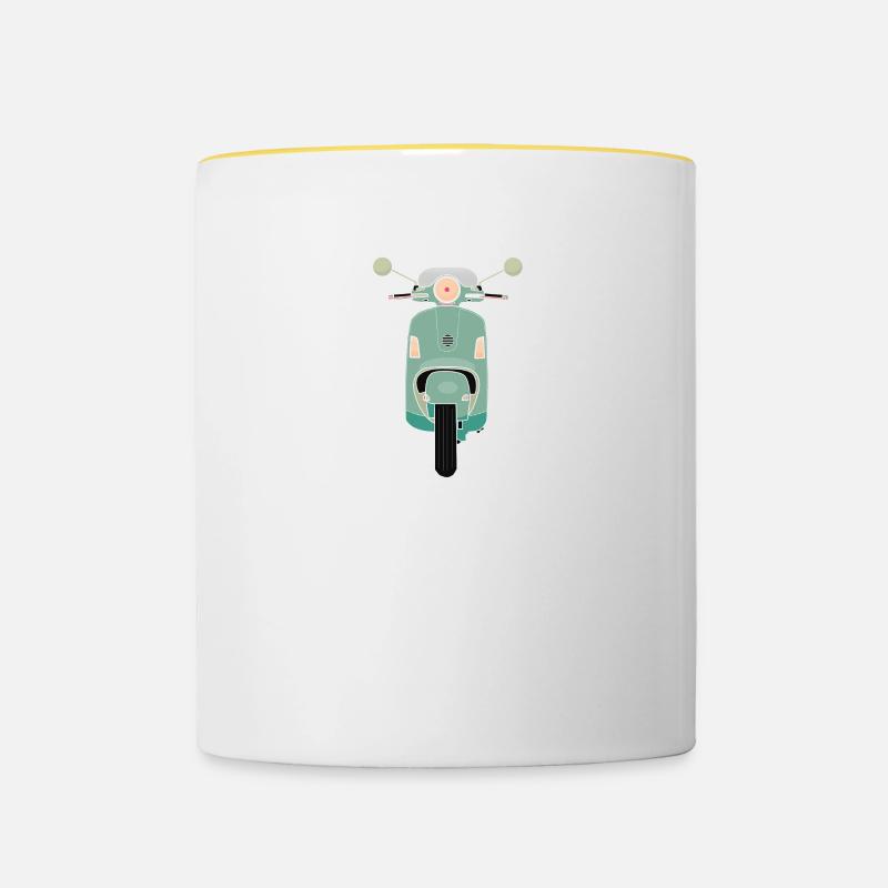 Scooter vert - Mug contrasté - blanc/jaune
