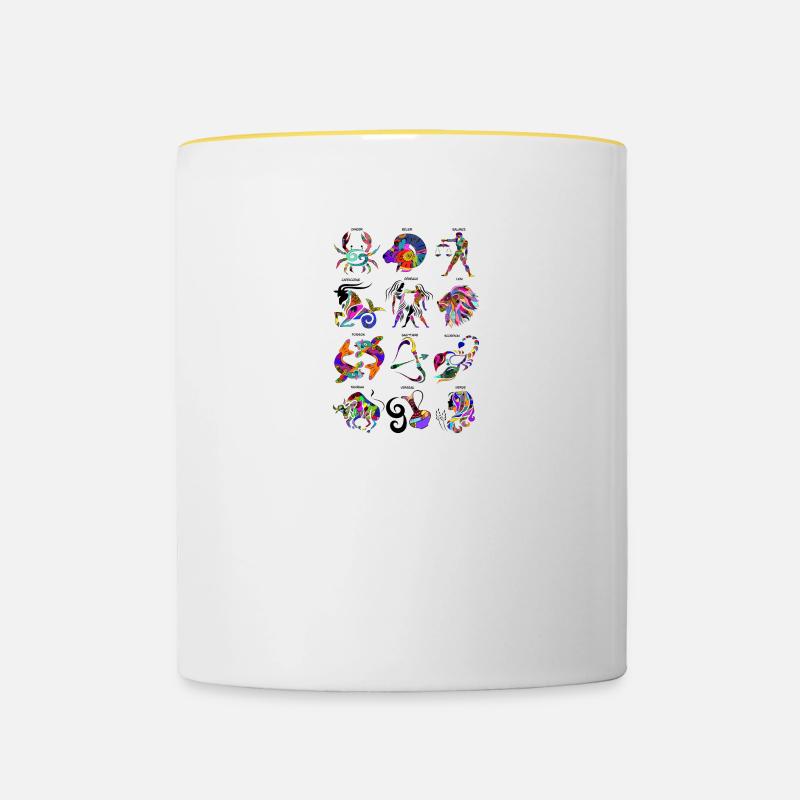 Signes Astrologiques - Mug contrasté - blanc/jaune