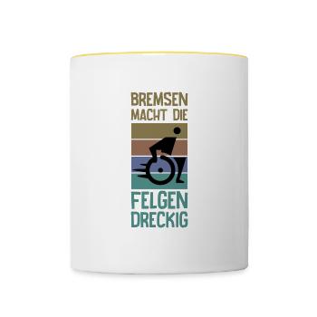 Le freinage salit les jantes - Mug contrasté - blanc/jaune - Devant