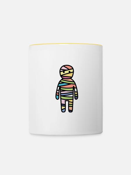 Mumie Halloween Comic - Tasse zweifarbig - Weiß/Gelb