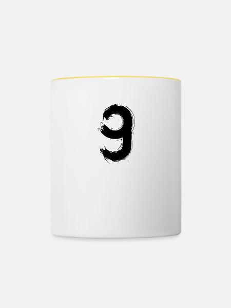 Die Neun - Tasse zweifarbig - Weiß/Gelb