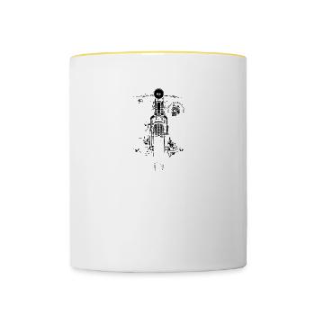 Chopper Bobber Moto Springer Biker Rocker - Mug contrasté - blanc/jaune - Devant