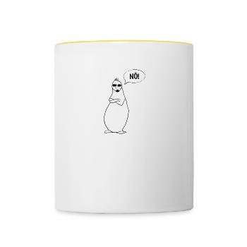 Nö ! Comic - Figur / lustige Geschenkidee - Tasse zweifarbig - Weiß/Gelb - Vorne
