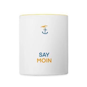 Moin Nordsee Hambourg Allemagne du Nord Cadeau - Mug contrasté - blanc/jaune - Devant