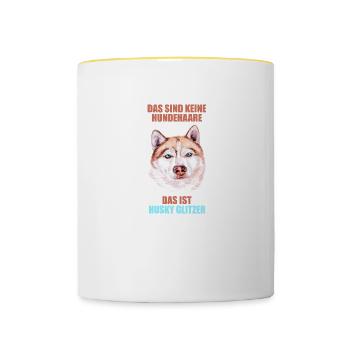 Husky Glitzer Hundehalter Hundehaare - Tasse zweifarbig - Weiß/Gelb - Vorne