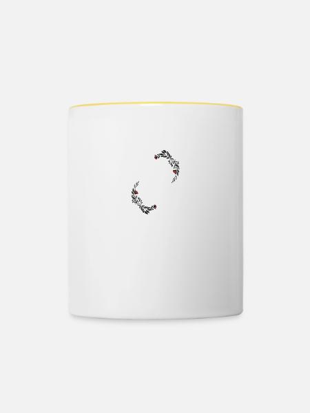 Buchstabe V - Tasse zweifarbig - Weiß/Gelb