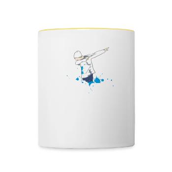 Dab just dabbing touchdown fun humor panda crass - Contrasting Mug - white/yellow - Front