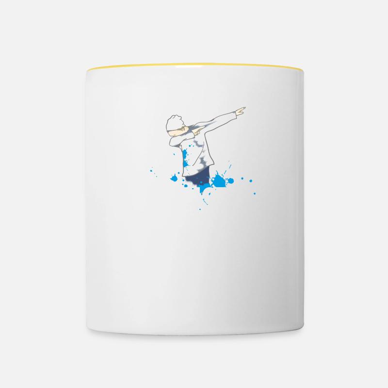 tamponnez juste tamponner touchdown panda fun humour grossier - Mug contrasté - blanc/jaune