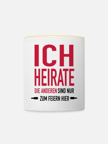 ich Heirate x1 - Tasse zweifarbig - Weiß/Gelb