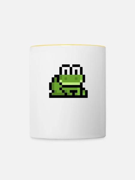 Retro Frosch - Tasse zweifarbig - Weiß/Gelb