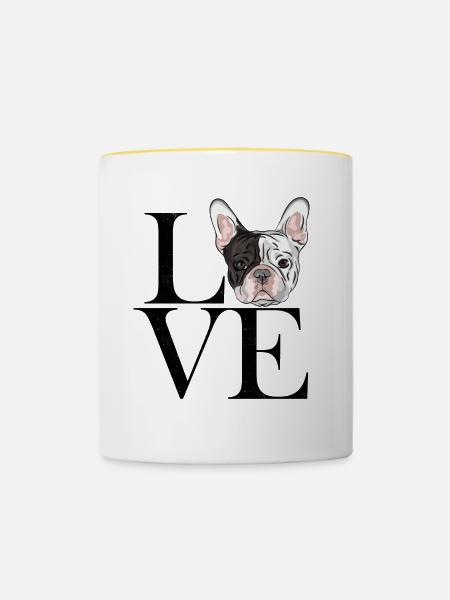 franz Bulldogge black - Tasse zweifarbig - Weiß/Gelb