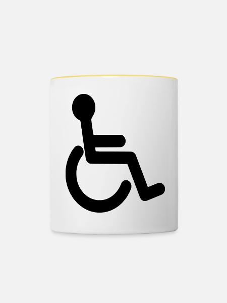 Grundlegendes Rollstuhlsymbol # - Tasse zweifarbig - Weiß/Gelb