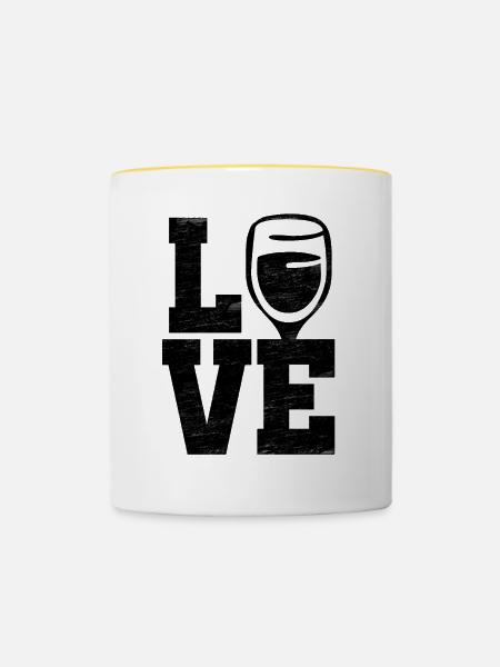 Love Wine - Tasse zweifarbig - Weiß/Gelb