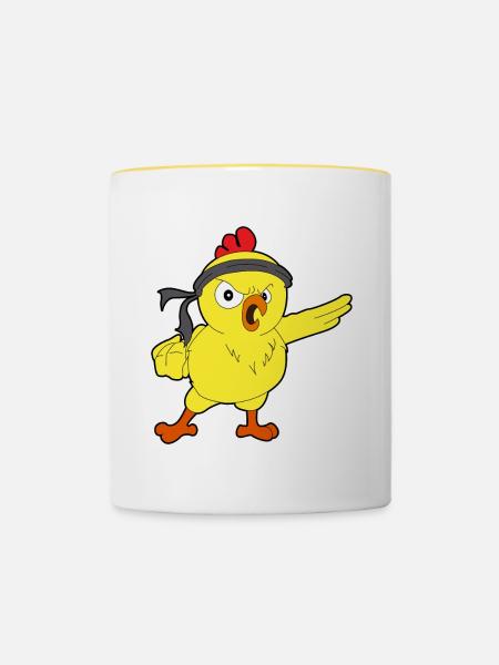 Karate Kücken! - Tasse zweifarbig - Weiß/Gelb