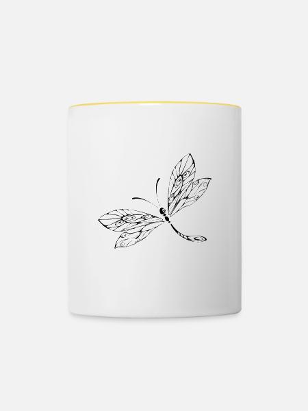Libelle - Tasse zweifarbig - Weiß/Gelb