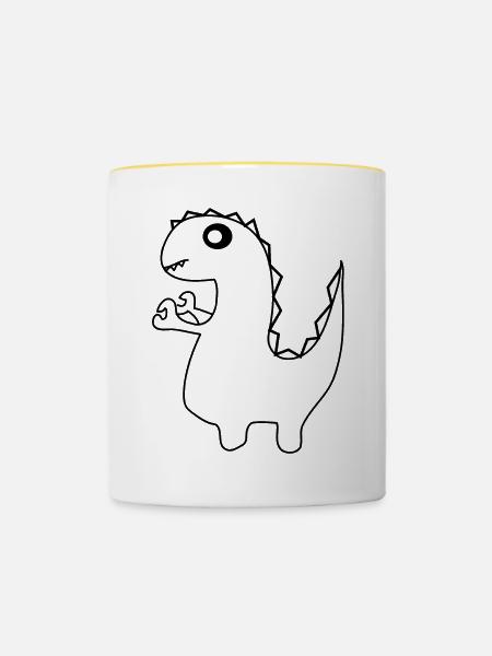 Dino Dinosaurier mit Fangarmen - Tasse zweifarbig - Weiß/Gelb