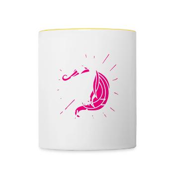 Einhorn Shirt · Rosa Haare · Ironie Geschenk - Tasse zweifarbig - Weiß/Gelb - Vorne
