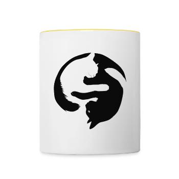 Yin Yang Cats - Mug contrasté - blanc/jaune - Devant