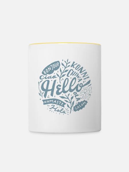 Hallo Meersprachig - Tasse zweifarbig - Weiß/Gelb