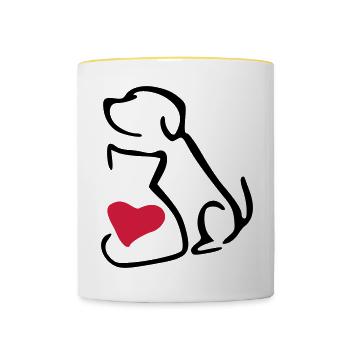 hunde katzen liebe - Tasse zweifarbig - Weiß/Gelb - Vorne