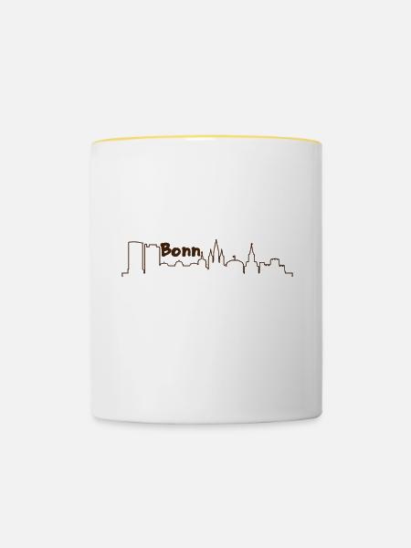 Bonn Skyline - Tasse zweifarbig - Weiß/Gelb