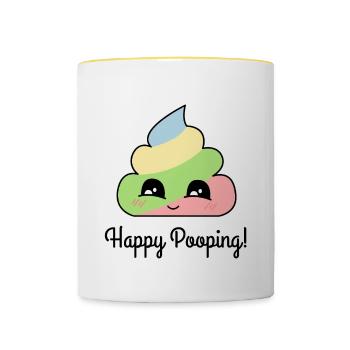 Happy Pooping - Contrasting Mug - white/yellow - Front
