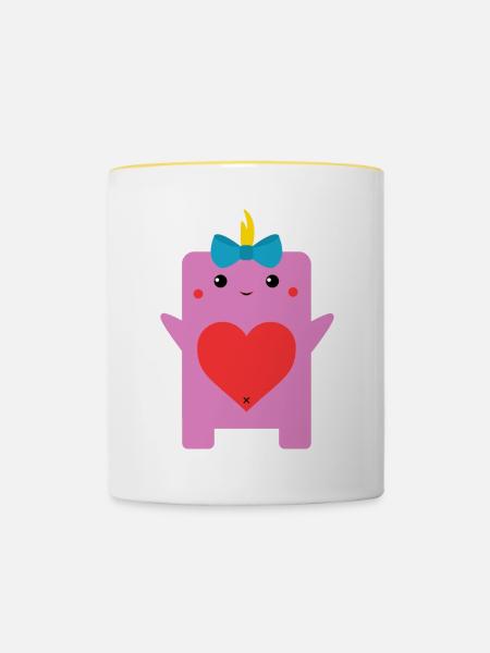 Monster 5 - Tasse zweifarbig - Weiß/Gelb
