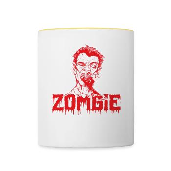 Zombie Halloween horreur horreur - Mug contrasté - blanc/jaune - Devant