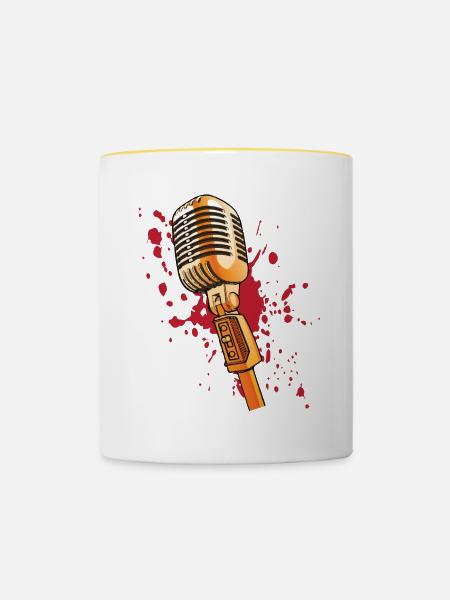 Bloddy Microphone - Tasse zweifarbig - Weiß/Gelb