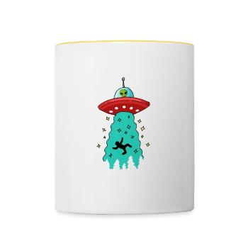 Ufo Alien Abduction Get a loser - Contrasting Mug - white/yellow - Front