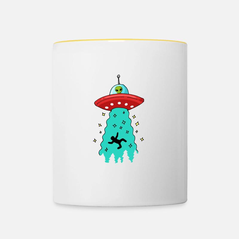 Ufo Alien Entführung Steig ein Loser - Tasse zweifarbig - Weiß/Gelb