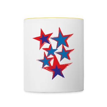 Rock Star 80s Design avec des astérisques Idée cadeau - Mug contrasté - blanc/jaune - Devant