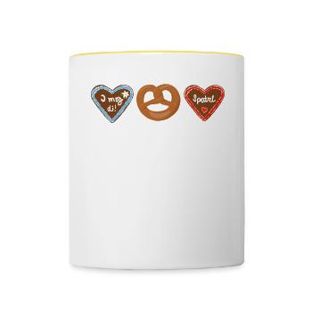 Wiesn coeur costume de pain d'épice - Mug contrasté - blanc/jaune - Devant