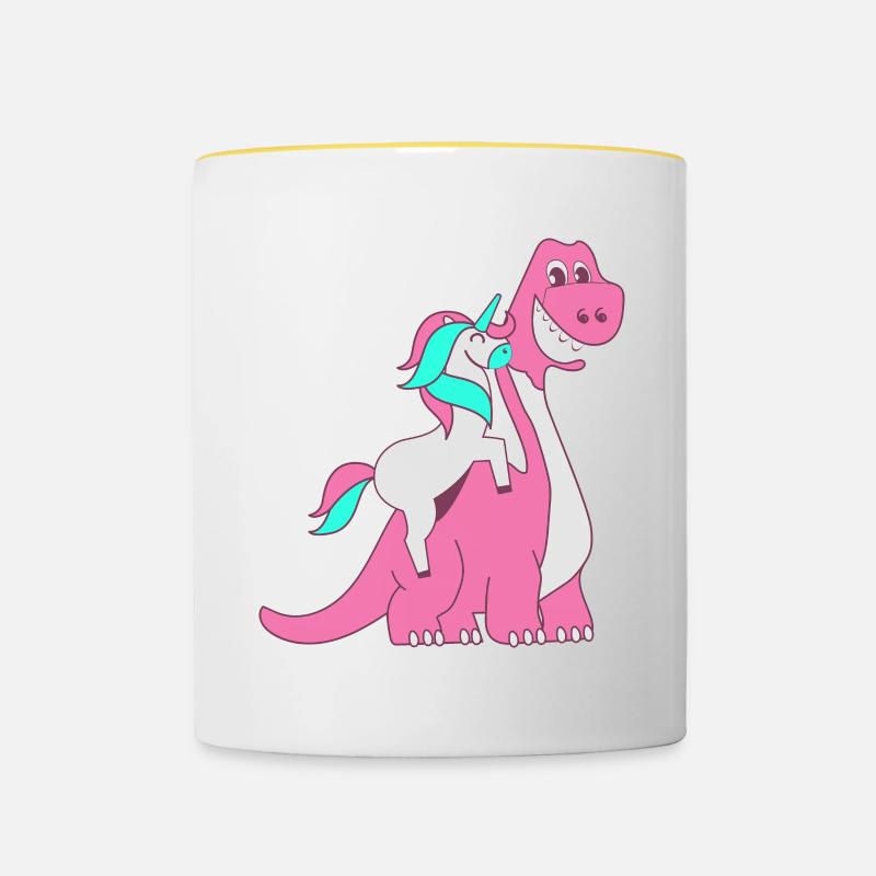 Unicorn Dino - Contrasting Mug - white/yellow