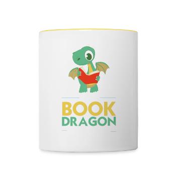 Bookworm Books Reading Dragon T-Shirt Gift - Contrasting Mug - white/yellow - Front