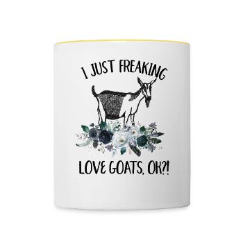 I Just Freaking Love Goats - Contrasting Mug - white/yellow - Front