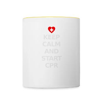 CPR first aid for nurses gift idea - Contrasting Mug - white/yellow - Front