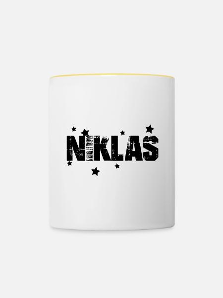 Niklas - Tasse zweifarbig - Weiß/Gelb