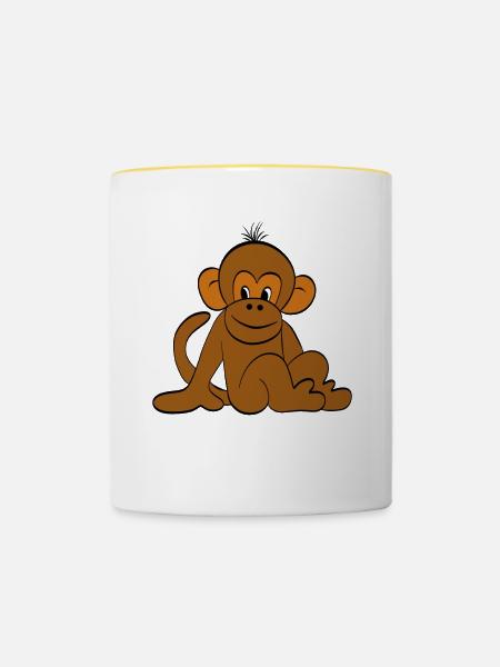 Süsser Affe - Tasse zweifarbig - Weiß/Gelb