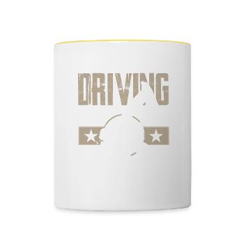 Excavator shirt · construction site · construction machine · creative - Contrasting Mug - white/yellow - Front