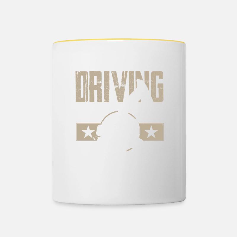 Excavator shirt · construction site · construction machine · creative - Contrasting Mug - white/yellow