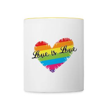 Love is Love heart - Contrasting Mug - white/yellow - Front