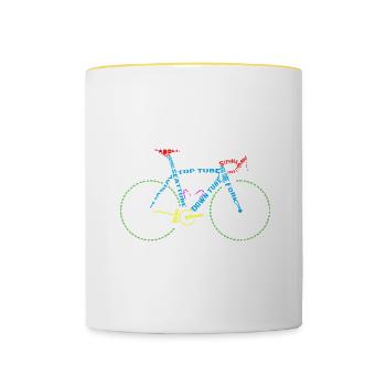 Anatomie du vélo pour les amateurs de vélo et de cyclisme - Mug contrasté - blanc/jaune - Devant