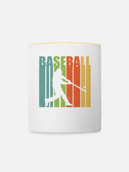 Baseball Schlagmann retro - Tasse zweifarbig - Weiß/Gelb