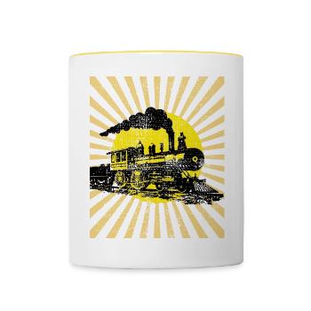 Dampflok - Tasse zweifarbig - Weiß/Gelb - Vorne