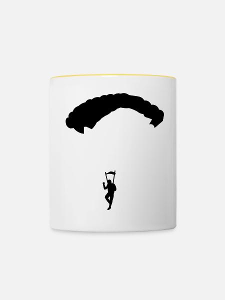 Fallschirm - Tasse zweifarbig - Weiß/Gelb